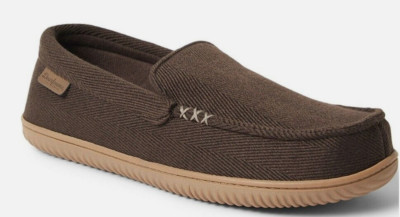 dearfoams Men\'s Herringbone Slip-On Slippers - Brown and Cream dearfoams | Shoes | Dearfoam Mens Moccasin Slippers  main image 2