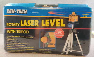CEN-TECH Rotary Laser Level Kit 92801 With Tripod Rotates 360 Degrees NEW