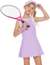 Zaclotre Girls Cute Athletic Dresses with Short Pockets Purple Size 5-6Yrs