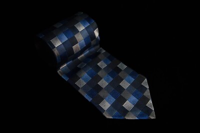 Roberto Villini - Men's Blue Square 100% Silk Neck Tie 3.9''W x 59''L
