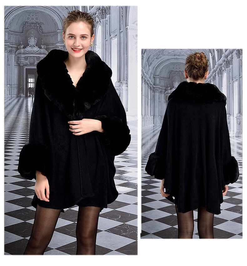 Women's Rex Rabbit Fur Shawl Cape - Image 3 of 4