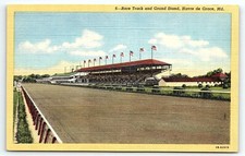 1941 HAVRE de GRACE MARYLAND RACE TRACK AND GRAND STAND LINEN POSTCARD P6297