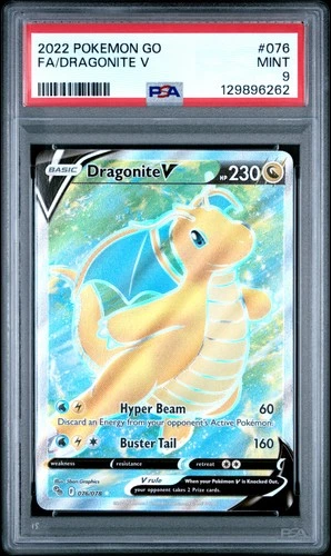 2022 POKEMON GO #076 FULL ART/DRAGONITE V PSA 9