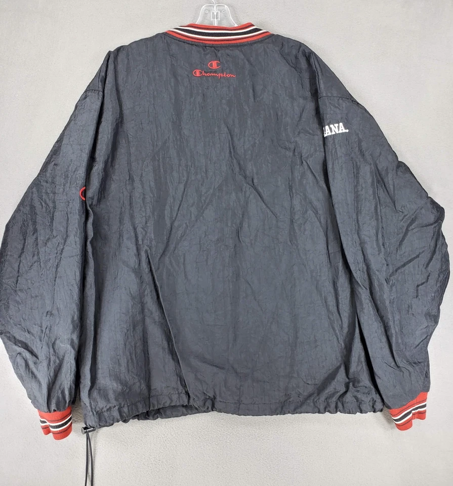 Chaqueta cortavientos pulóver negra vintage Champion Indiana Hoosiers para hombre talla L Foto 4 de 4