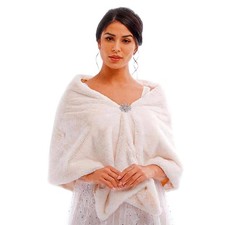 Womens Wedding Faux Fur Shawl Wrap Bridal Stole Cape Scarf Bride Bridesmaids