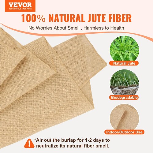 Burlap Fabric Roll 14" x 30ft Natural Jute Wedding Craft Tree Wrap - VEVOR - Picture 2 of 11