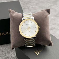 Bulova Men's Futuro Modern Two-Tone Diamond Silver Gold Dial Men's Watch 98D151