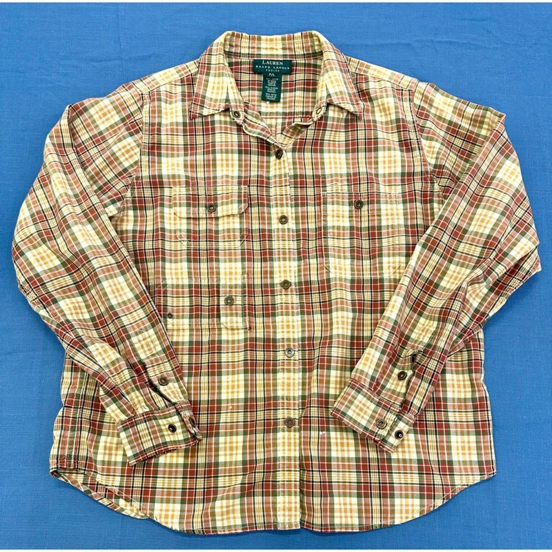 Lauren Ralph Lauren Petite Plaid Flannel Shirt Ladies Size P L