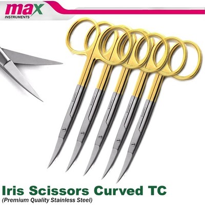 NEW GERMAN TC Iris Scissors 4.5'' Curved Surgical Dental Surgery Instruments 5Pcs