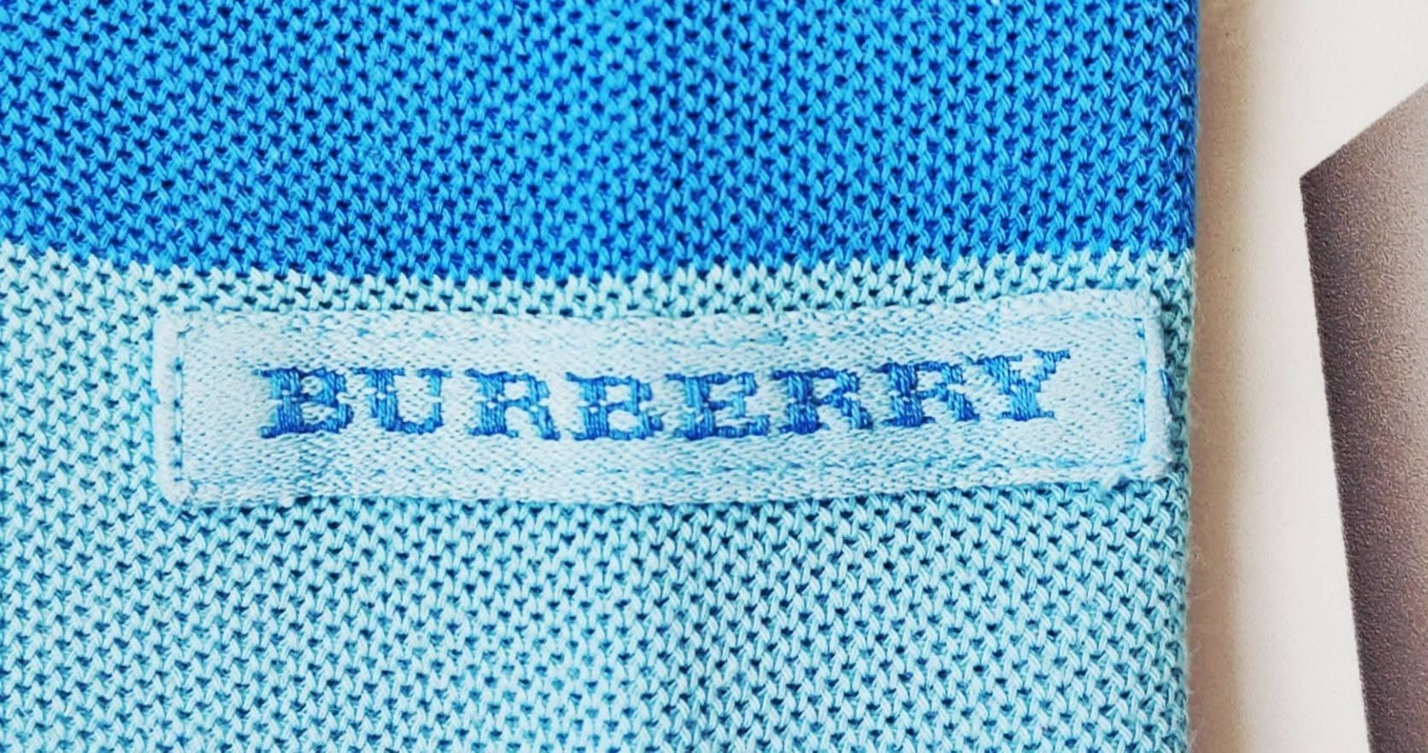 Burberry Golf Polo Vintage 90s Blue Turquoise Stripe XXL Cotton Nova Check VGC image 5