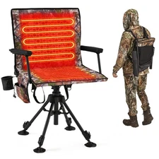 Danrelax Heated 360° Swivel Hunting Chair, Camo Cover, Adjustable Height, Mesh