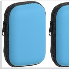BLUE Earbud Case, Earphone Case Holder EVA Headphone Storage Bag Small Zipper