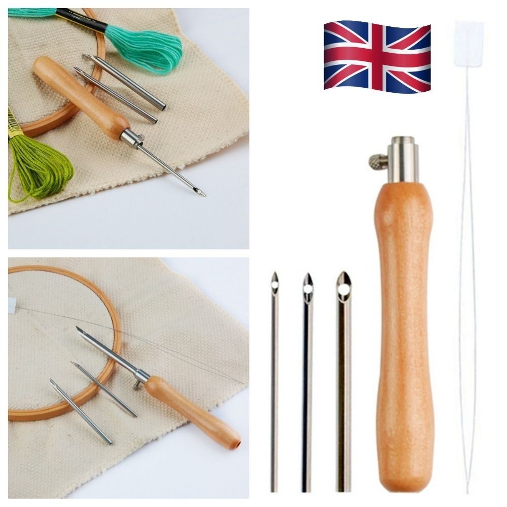 5Pcs Adjustable Punch Needle Set Embroidery Tool Small Stitch Thread Threader