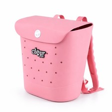 Convertible Beach Tote Backpack Waterproof Sandproof EVA Rubber Pool Bag Pink