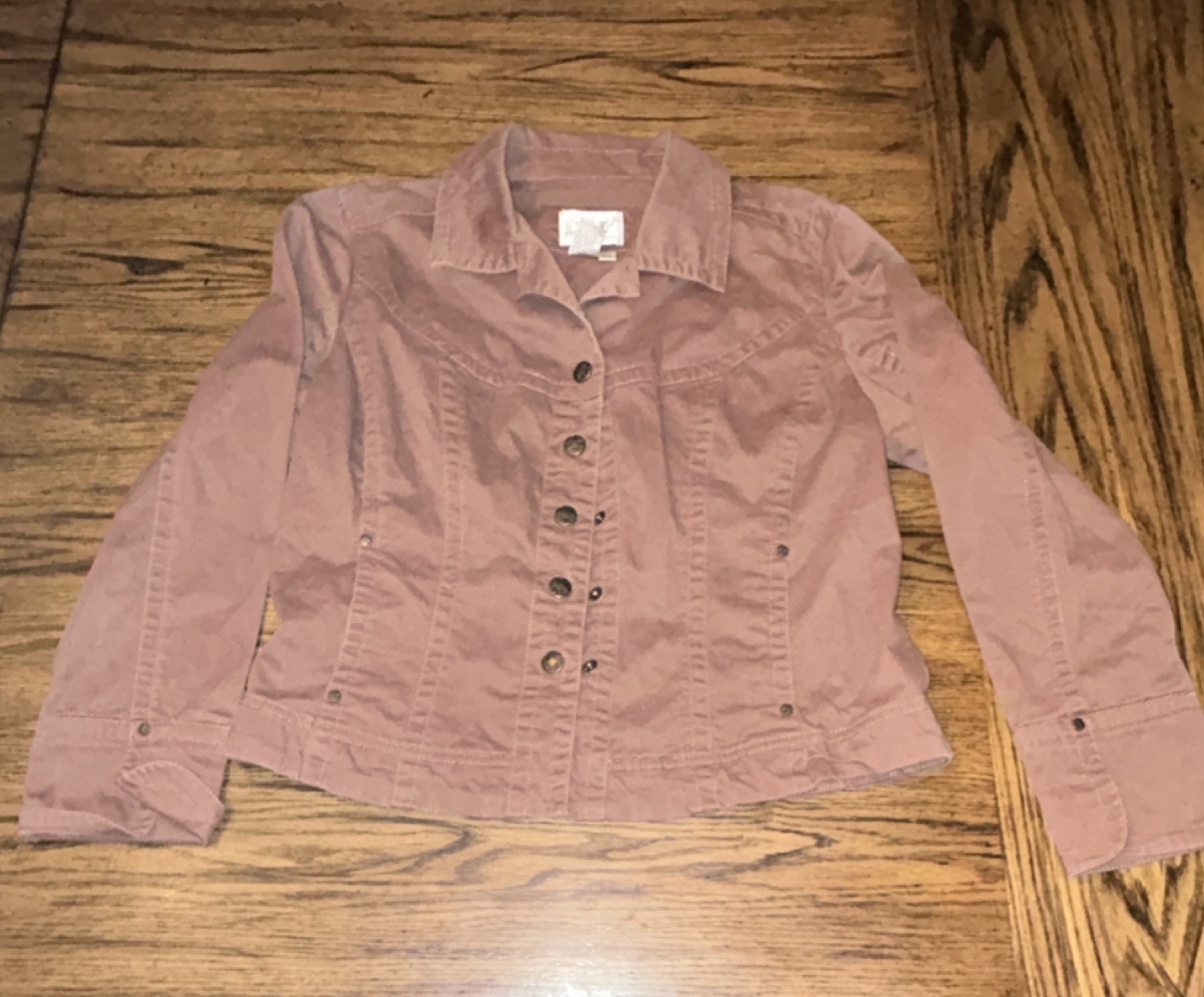 Live a Little Women's Brown Button Front Collared Jacket with Pockets Size PXL