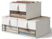 Foldable Storage Bins with Clear Window, Fabric Organizer for Closet, Shelves...