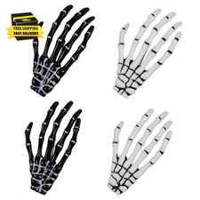 Halloween Skeleton Hands Bone Hair Clips - White and Black 2 Pairs , Punk Rock
