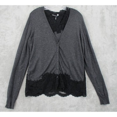 White House Black Market Sweater Set Medium Cardigan Tank Sheer Lace Whimsigoth