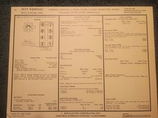 1977 Pontiac 301 V-8 Engine Sun Tune-up Chart Useful