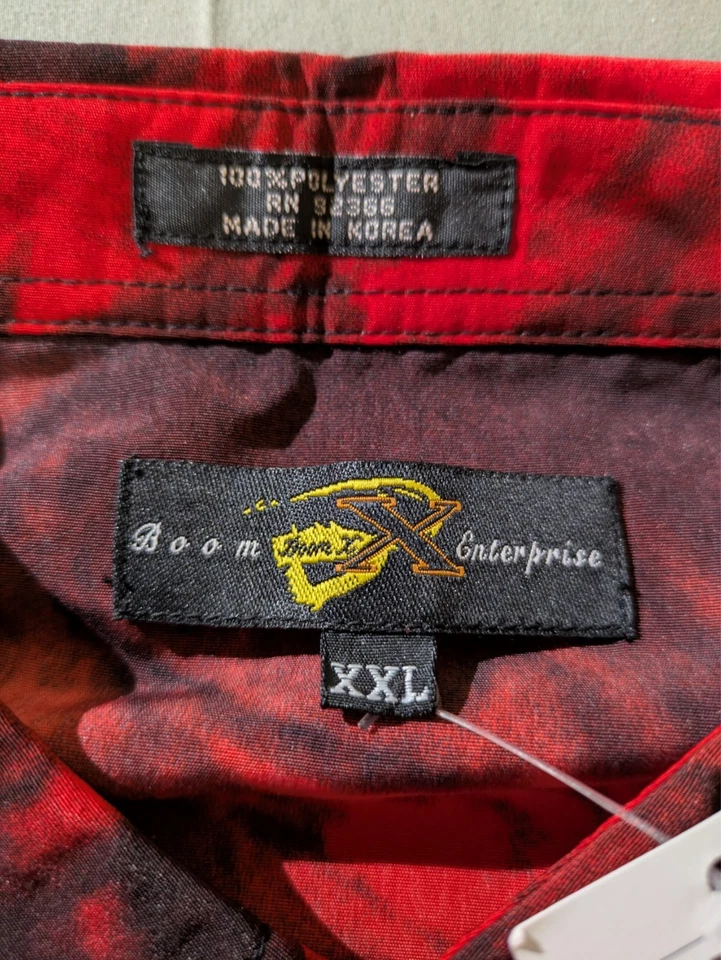 Vintage Boom Enterprise Shirt Mens XXL Red Fire Flame Warrior Cobra Graphic AOP - Image 4 of 4