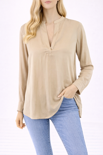 Marc Aurel Bluse Xs 34 Damen Beige Gold Tunika Hemd Oberteil Elegant Neu-image