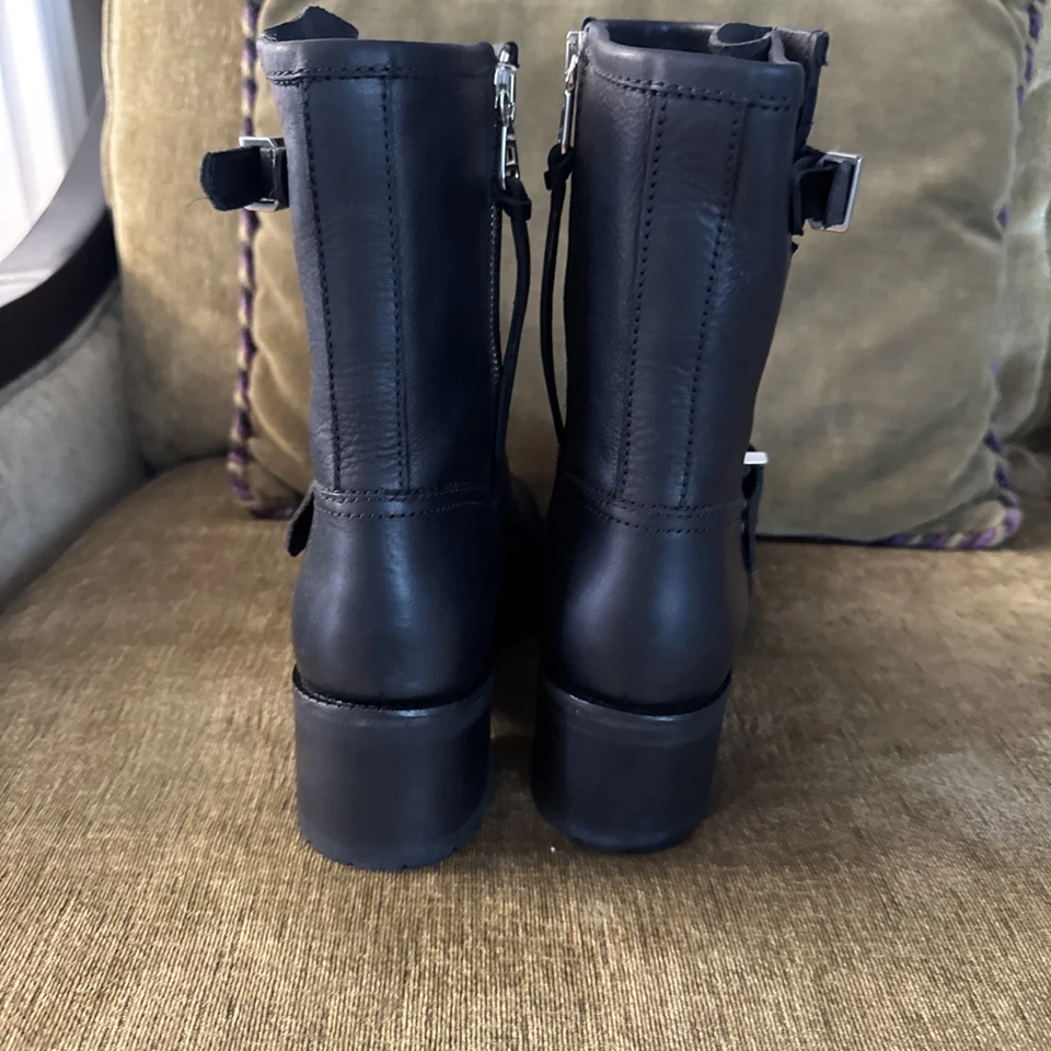 Polo Ralph Lauren Payge Women’s BLK Leather Biker Boot 9B NEW w/Box . Gorgeous! - Image 3 of 4
