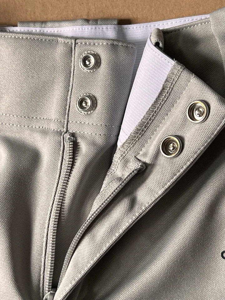 Pantalones de béisbol softbol Adidas Youth Aeroready dobladillo abierto pequeños 9-10 años gris cremallera Foto 4 de 4