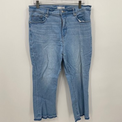 Loft Jeans The Kick Crop High Rise Solid Light Blue Size 14/32 Regular Womens