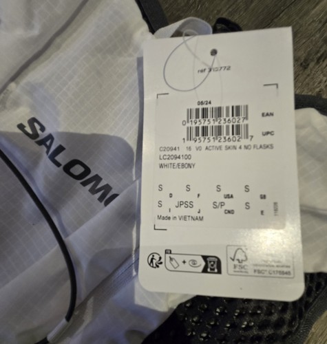 Salomon Active Skin 4 (No Flasks) Hydration Pack White /Ebony Size Small - Picture 6 of 6