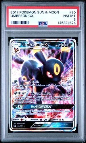 2017 POKEMON SUN & MOON #80 UMBREON GX PSA 8