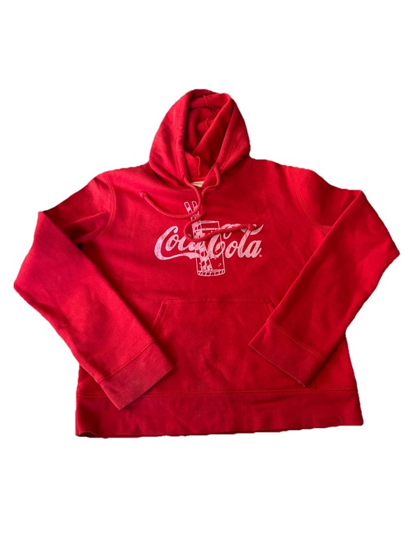 Coca-Cola Red Hooded Sweatshirt Enjoy Coca-Cola Trademark Kangaroo Pocket  L