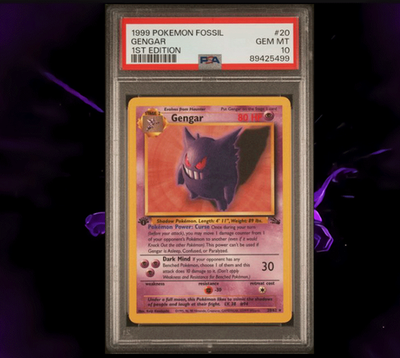 Pokmon Gengar 1st Edition Fossil Holo Rare 5/62 1999 English TCG Card PSA  10