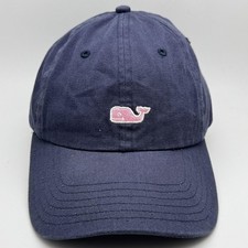 Vineyard Vines Hat Cap Strap Back Navy Blue Embroidered Pink Whale Mens