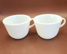Vintage Pyrex England Plain White Opal Milk Glass Coffee Tea Cups Mugs Pair...