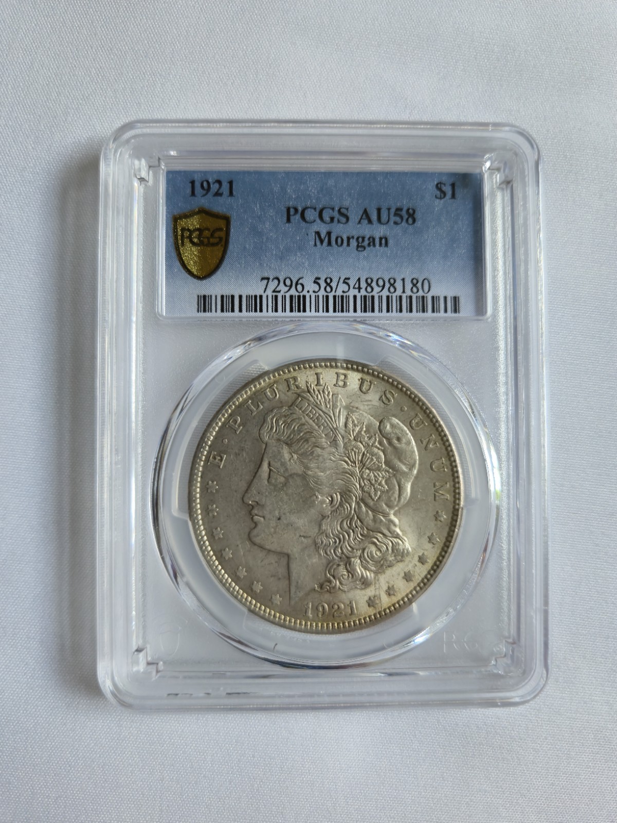 1921 Morgan Silver Dollar PCGS Graded AU 58