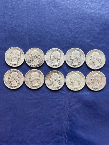 10 - 1951 P&D Washington Quarters  90% Silver
