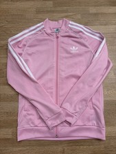 Adidas Track Top Girls 11-12 Years Pink - 3 Stripes Full Zip Crew Neck - Casual