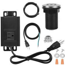 HK Garbage Disposal Air Switch Kit with Power Cord Kit, Sink Top Waste Black