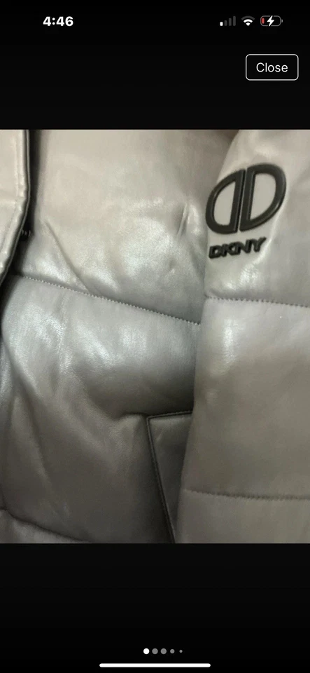 Кожаная аутентичная женская куртка-пуховик Dkny размер XL - Изображение 2 из 4