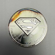 2016 $5 Canadian Superman 1 oz 9999 Fine Silver Brilliant Unc. Toned Coin
