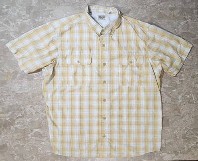 RedHead Yellow White Blue Plaid Woven Pocket Button-Down Shirt Men's 3XL SS