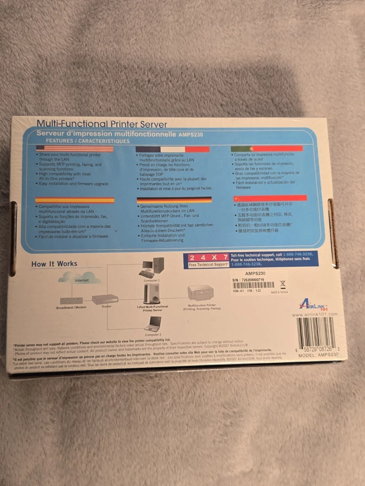 NEW Sealed AirLink101 AMPS230 Multi-Functional Printer Server USB 2.0 / 10/100 M - Image 2 of 4