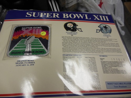 '79 SUPER BOWL XIII REPLICA PATCH WITH GAME NFL FOOTBALL NOTES COWBOYS STEELERS - Picture 2 of 2