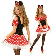 Damen Kostüm Minnie Mickey Maus Kleid Minni Mouse S M L Fasching Karneval