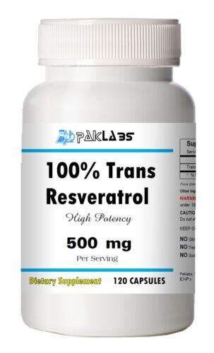 100% Trans Resveratrol 500mg - 120 Capsules - Anti-Aging Antioxidant Supplement