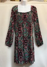 Vestido BISOU BISOU XL Campesino Ajuste y Acampanado Manga Larga Retro Y2K Marca Mall Elástico