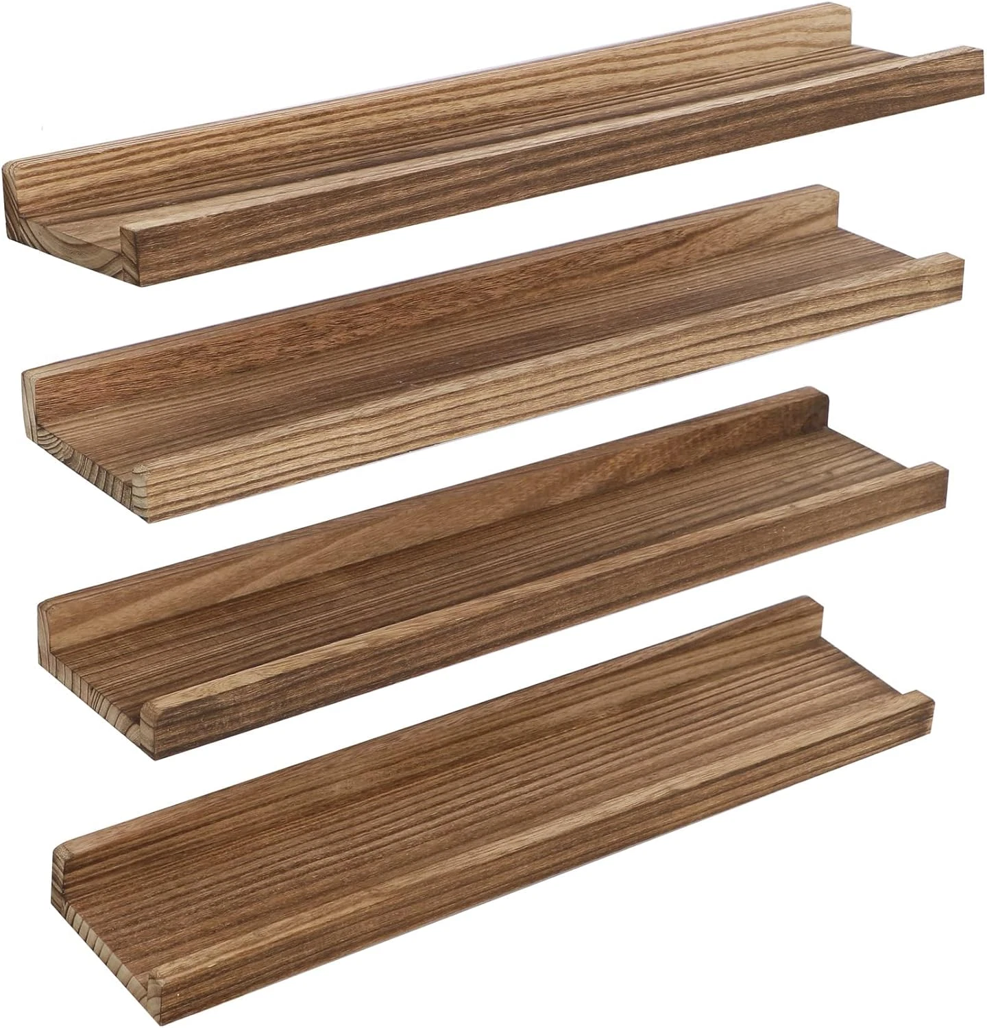 Rustic Long Floating Shelves Set of 4 for Home Decor, 24 Inch Wall Mounted