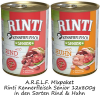 Rinti Kennerfleisch Senior Mix 12X 800G / Je 6X Huhn & Rind / Getreidefrei