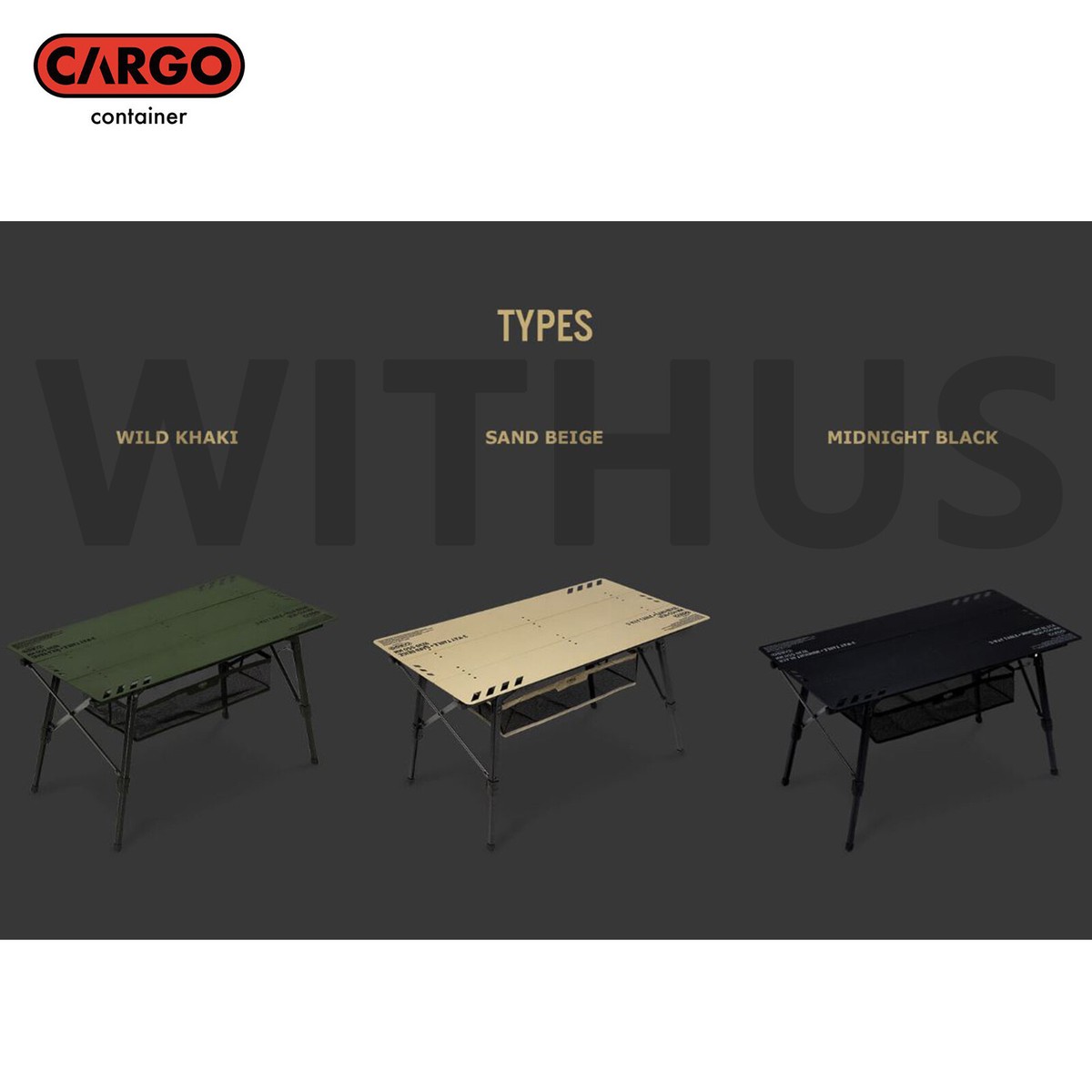 CARGO CONTAINER 3-Way Camping Table + Table Carry Bag - 4colors_