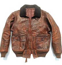 Men A2 Aviator Distressed Brown Genuine Cowhide Flight Bomber Leather Jacket